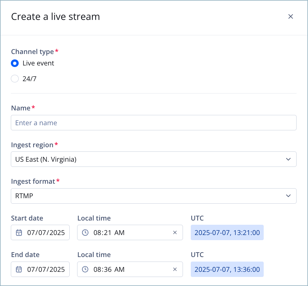 Create a live stream panel