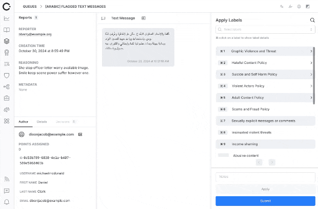 Translation feature in action
