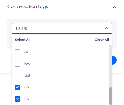 Scrreenshot of the dialog for adding conversation tags