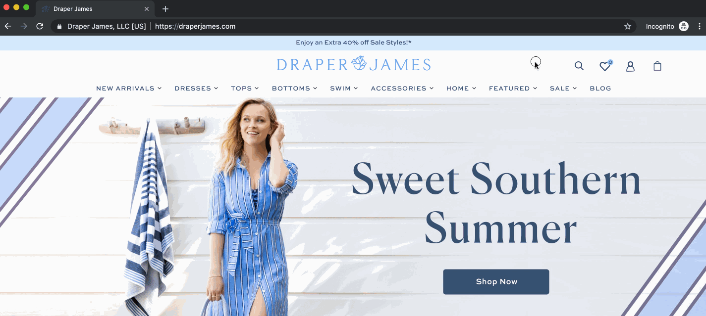 A quick example of personalization in action for Findify client Draper James.
