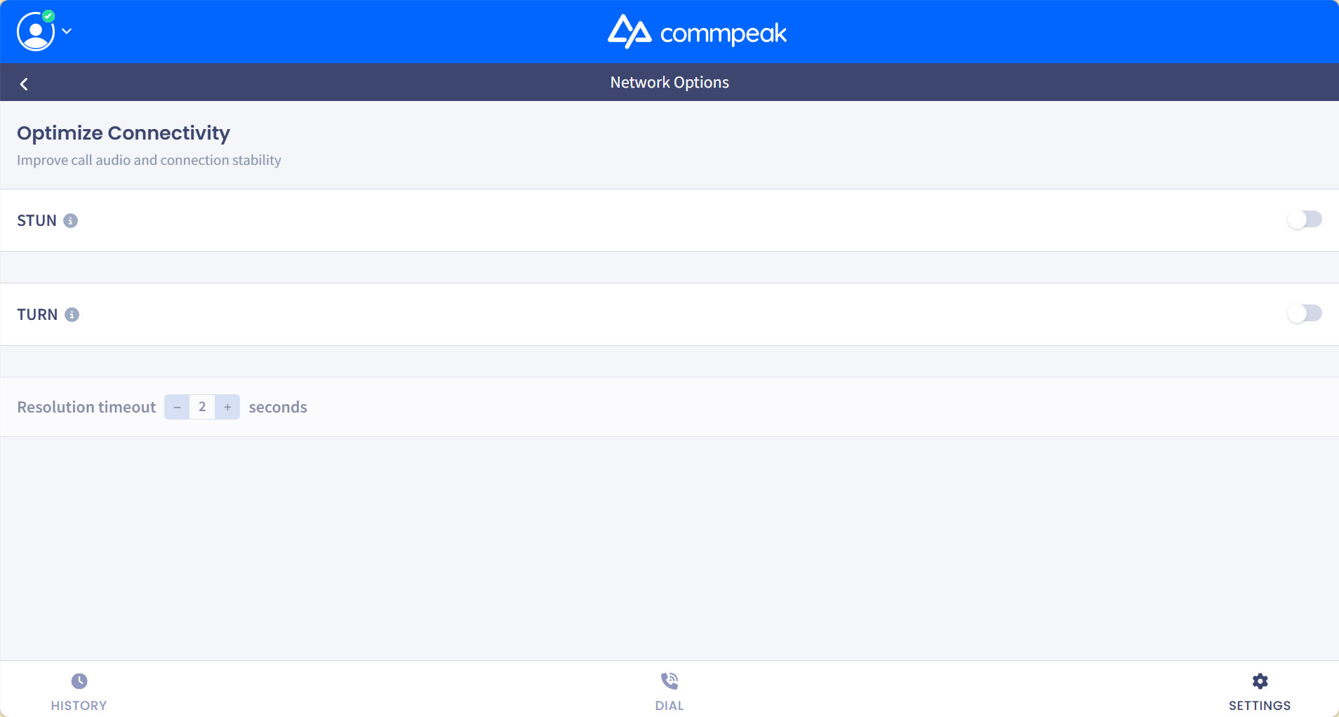 Screensahot of ther Network Options section