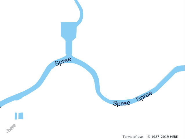 The map after applying the style that combines "text" and "polygon" style