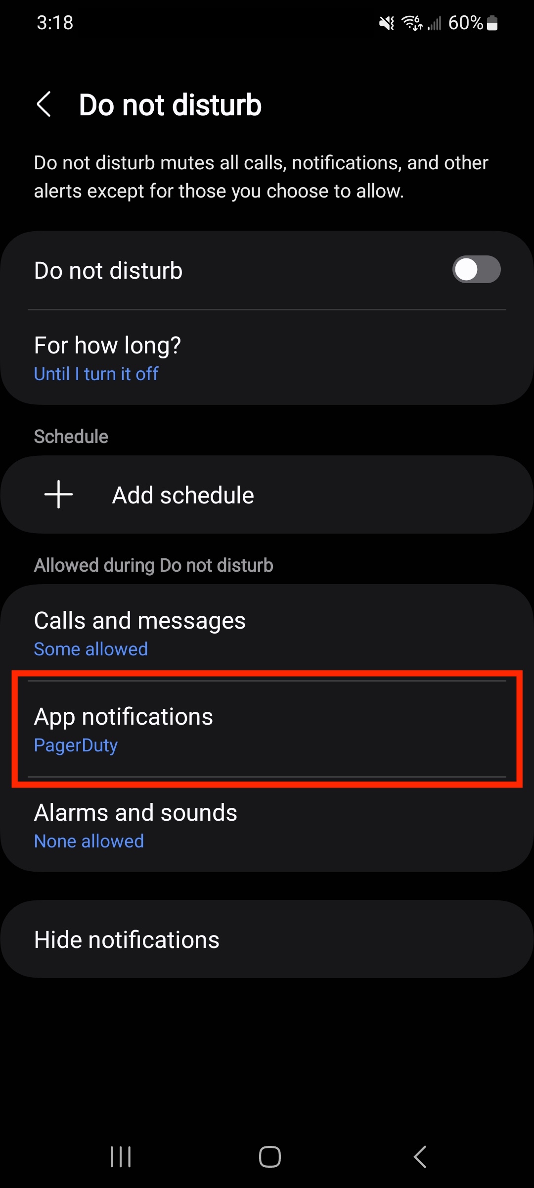 Android's Do Not Disturb Settings