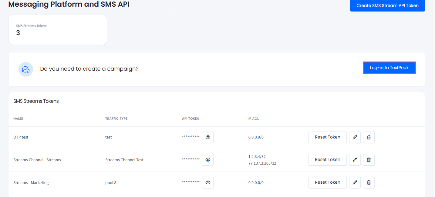 Screenshot of the **Log-in to TextPeak*** button