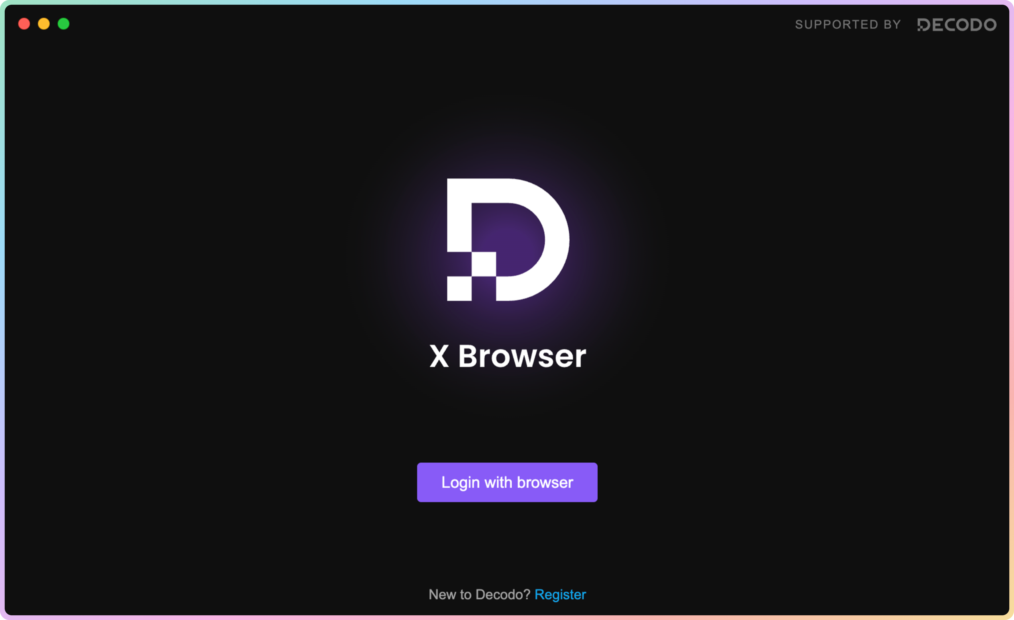X Browser – loggin in.