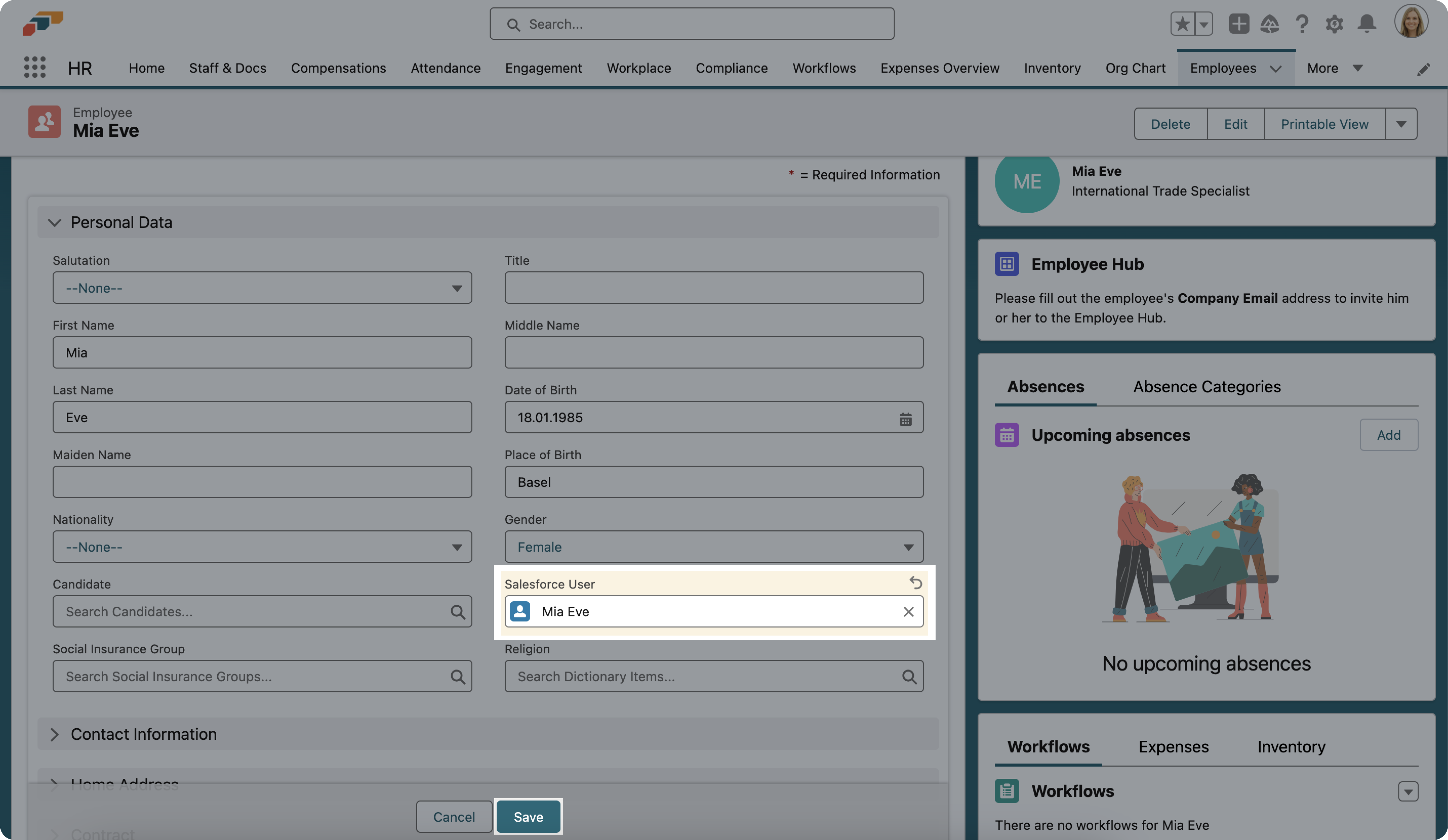 Connect a Salesforce User with an employee in flair