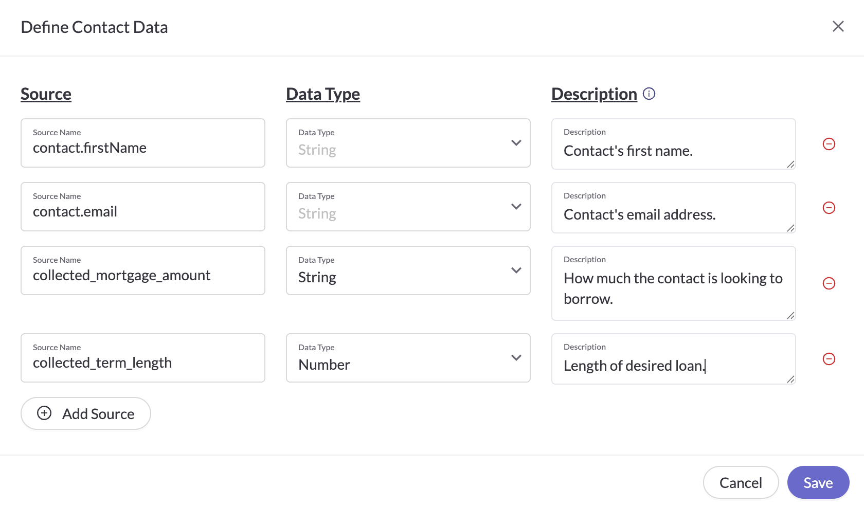 Configure variables to collect and use in the Personalization modal.
