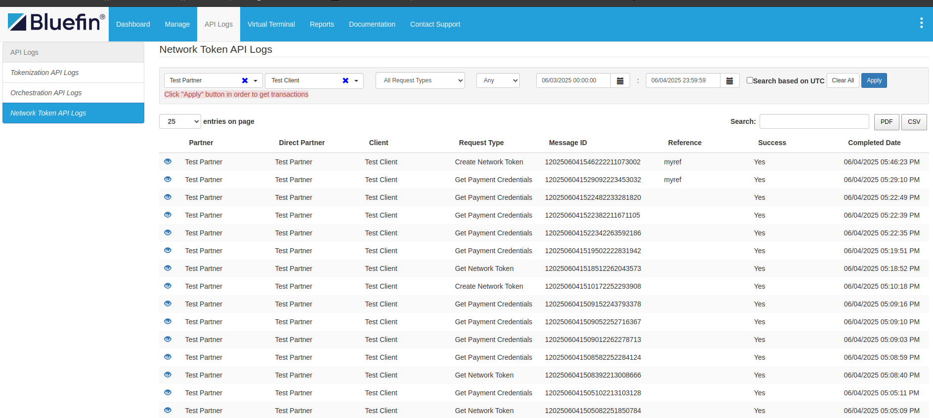 ShieldConex® Portal | Network Token API Logs