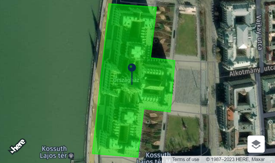 KML data rendered on a satellite map