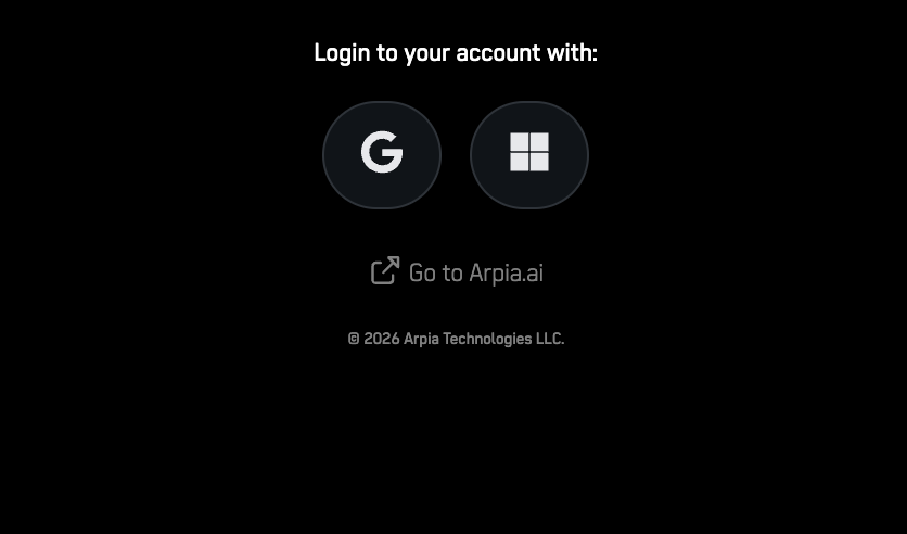 ARPIA SSO Login Options