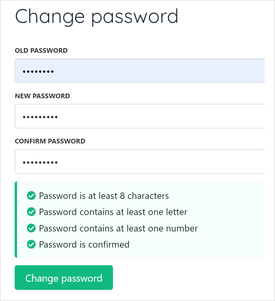 Click Change password