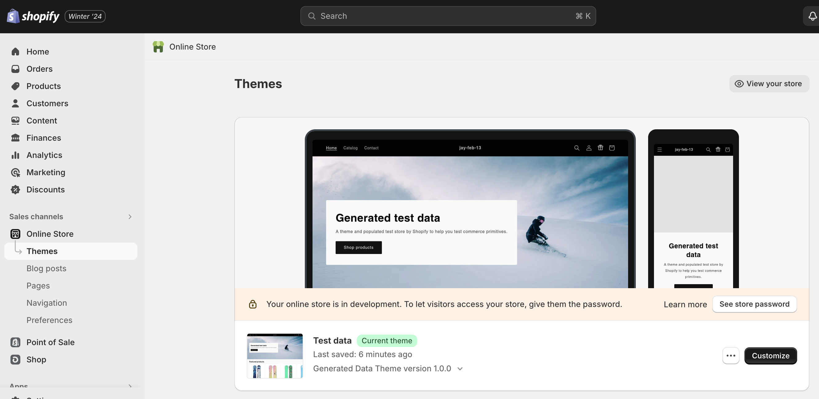 Click the "Customize" button for your theme, shown here in the bottom right.
