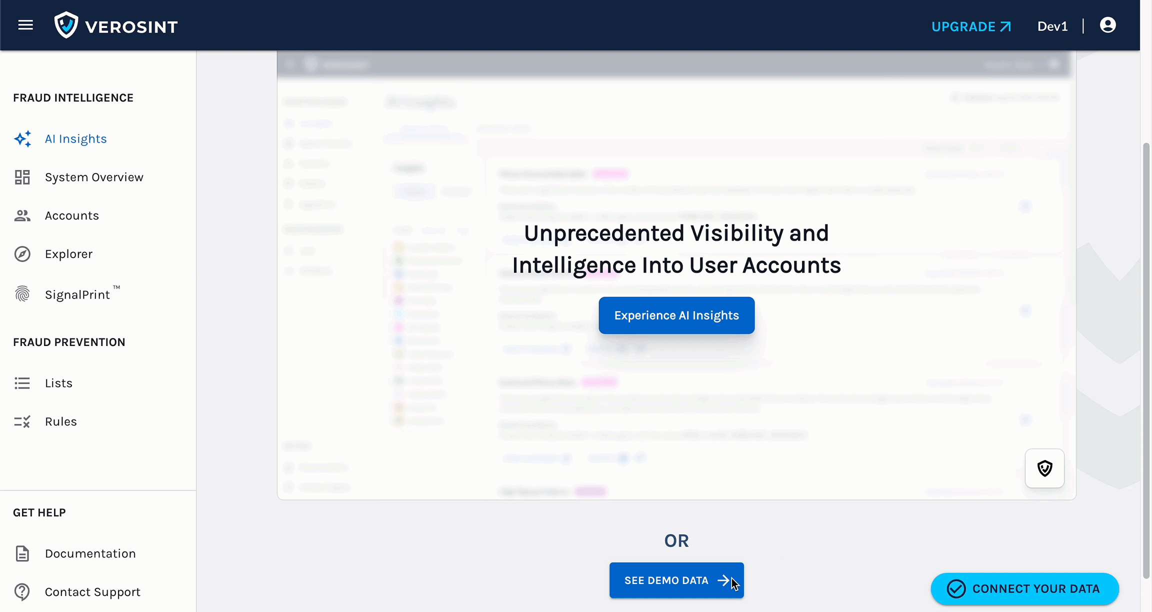 With one click, check out the sample data in Verosint Demo