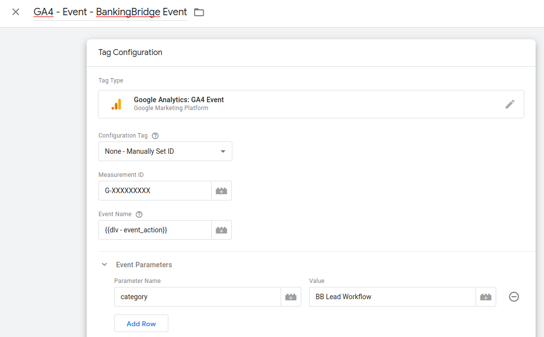 Add an event parameter to the tag configuration