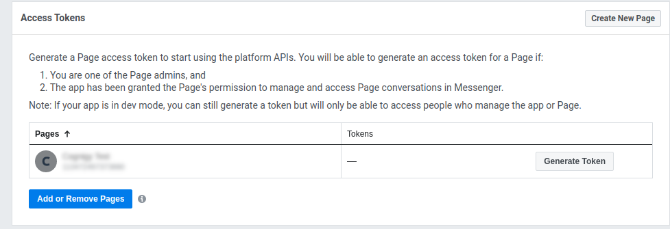 Figure 2.3c: Access token with added page