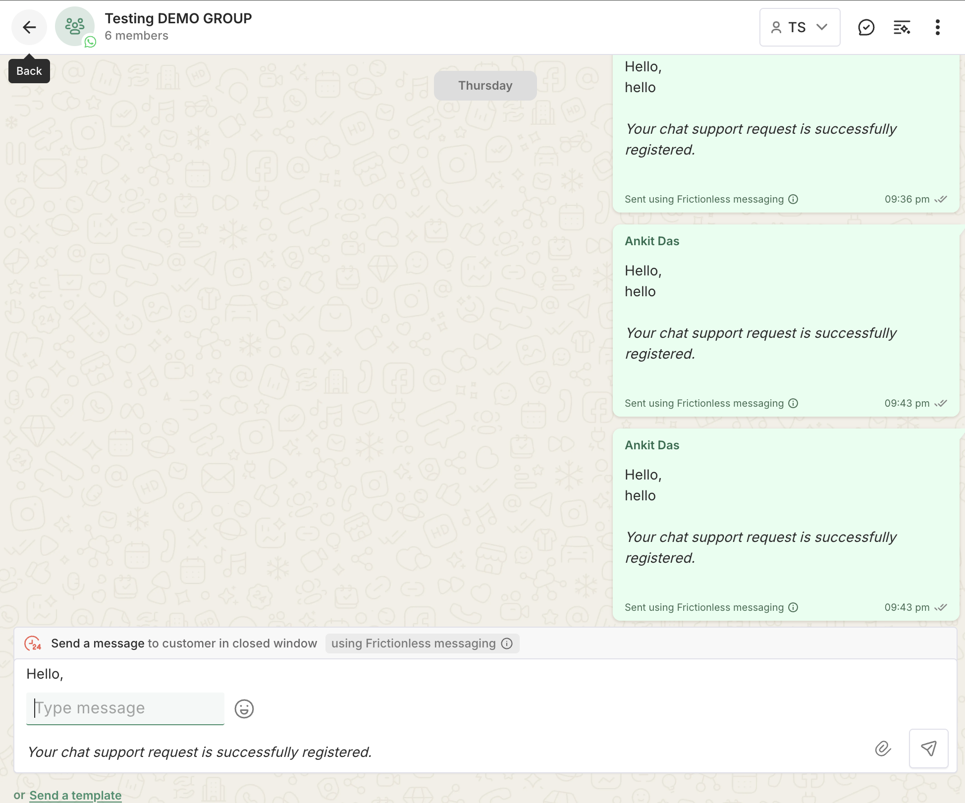 set `showChatBackButton:true` to add back button