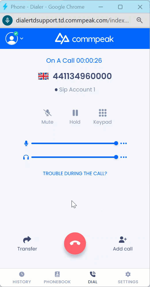 Screenshot of the call rating flow