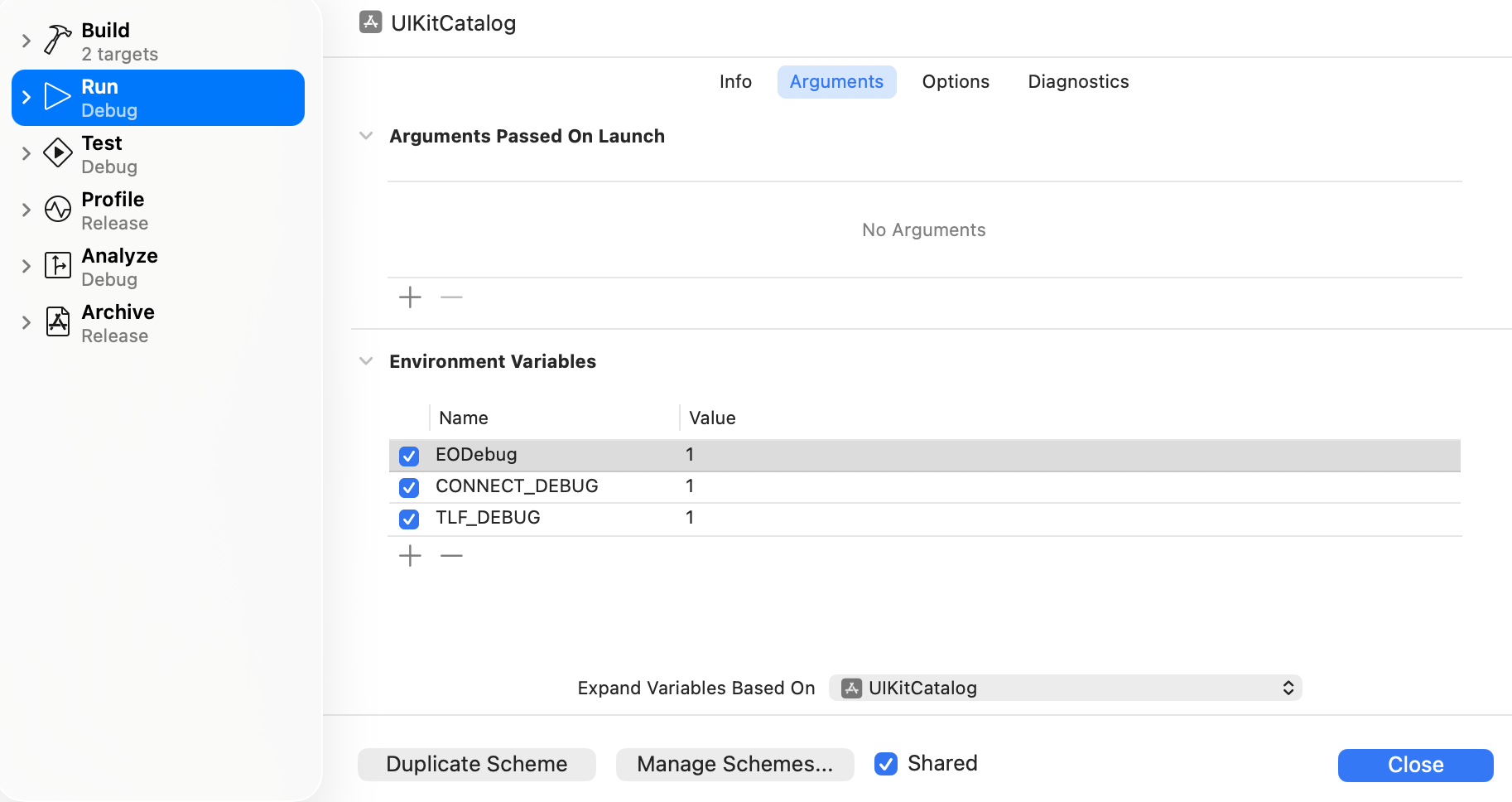 Environment variables