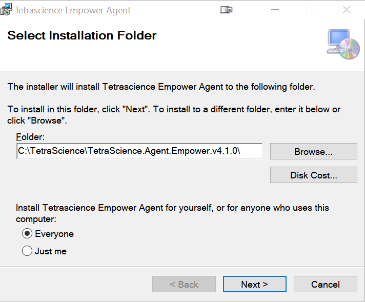 Tetra Empower Agent Installer (Select Installation Folder)