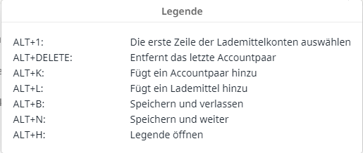 Legende innerhalb der Buchungsübersicht