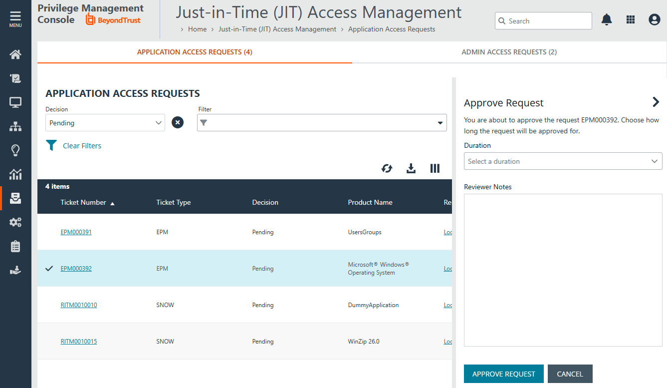 Approve Just-in-time (JIT) access requests in EPM