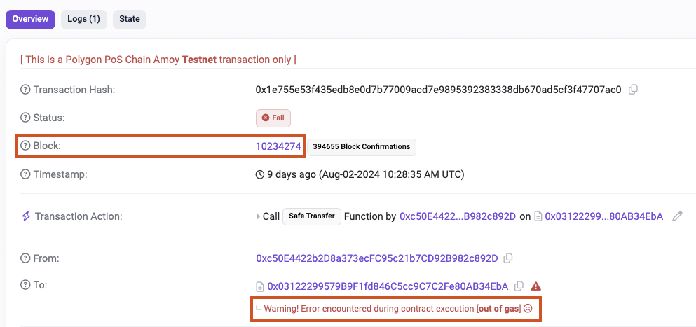 There was enough gas for the transaction to get included in a block. However, the transaction failed during a Smart Contract Execution.