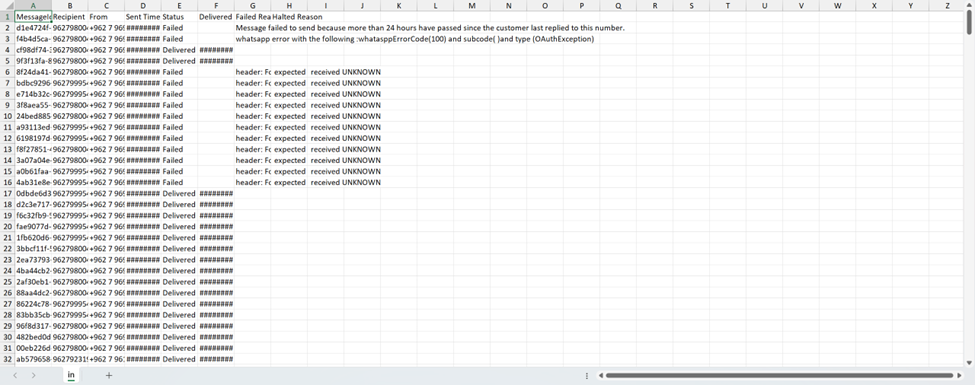Figure 134: A sample of the CSV report.