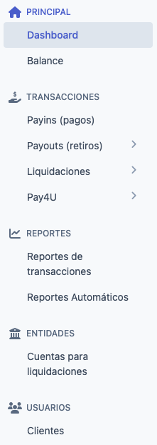 Portal Comercio ProntoPaga Secciones