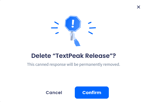 Screenshot of the dialog confirming removing canned response