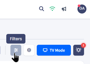 Screenshot of the Filters button