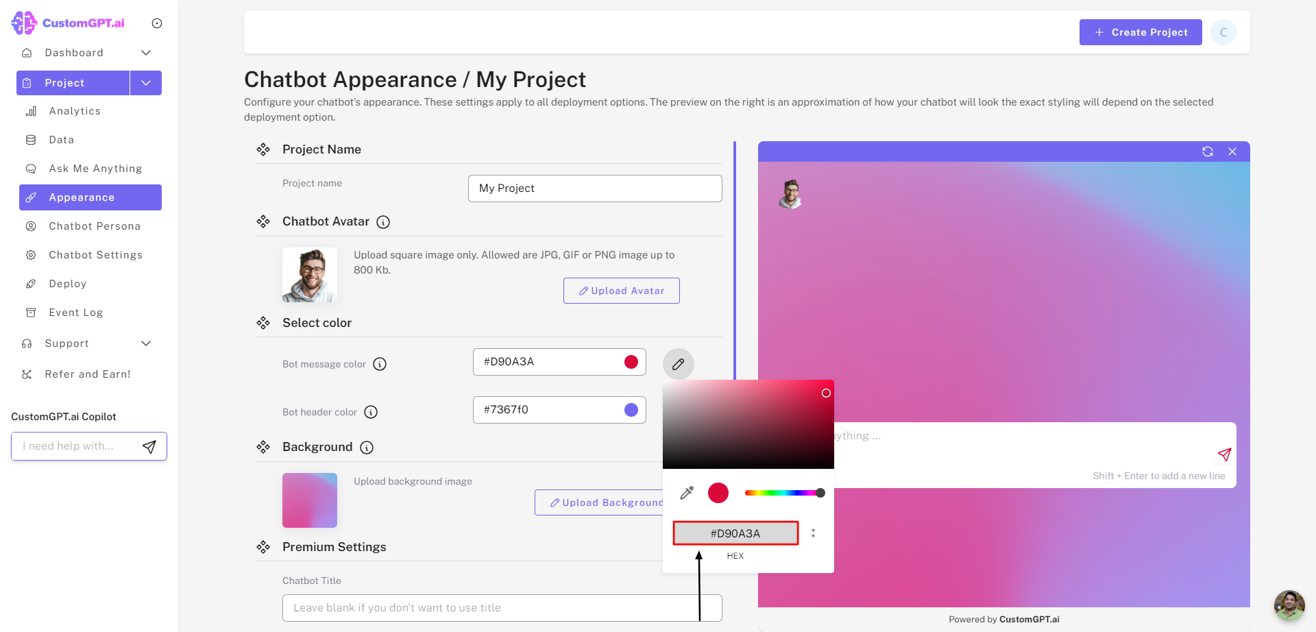 desired color code (HEX)