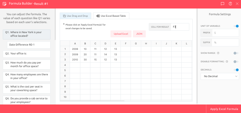 Use Excel-based Table