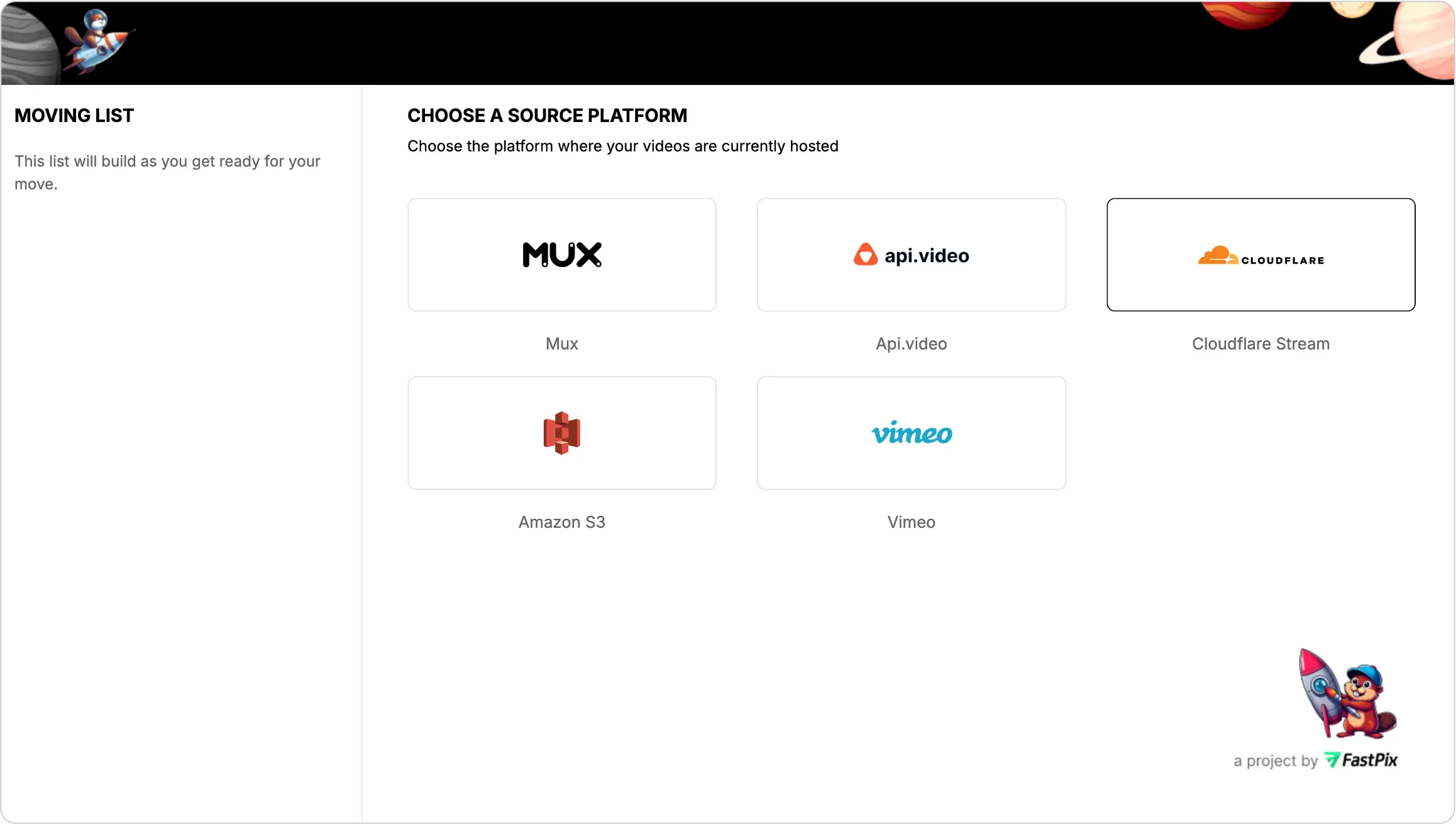 Choose Cloudflare as your source platform