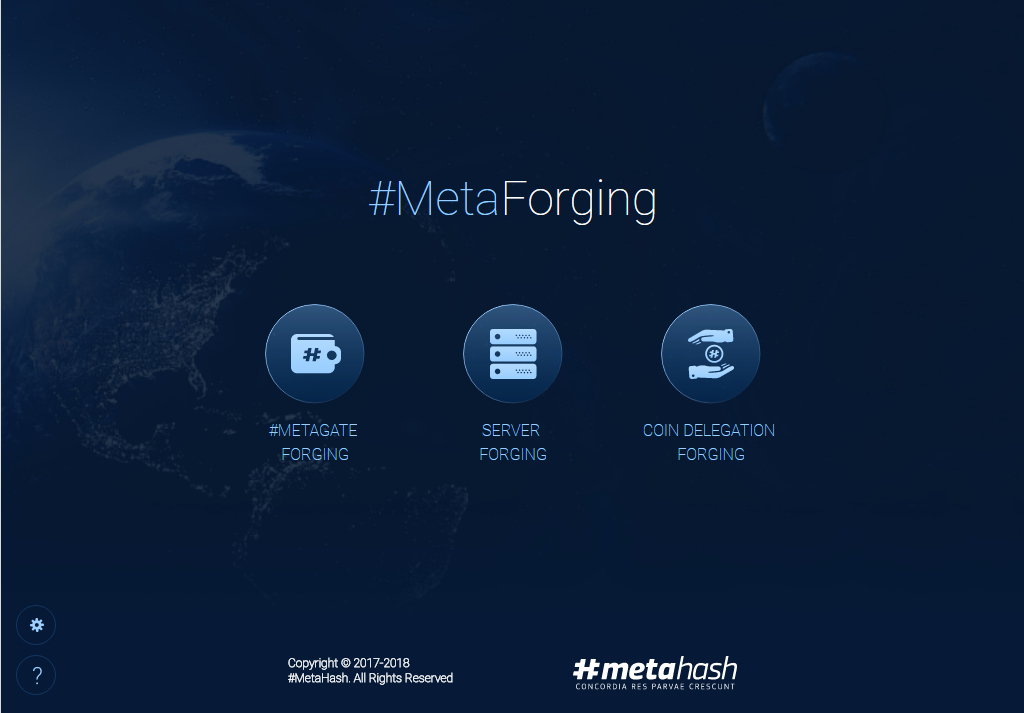 MetaHashForging mainnet edition menu