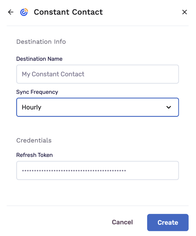 constant contact destination configuration