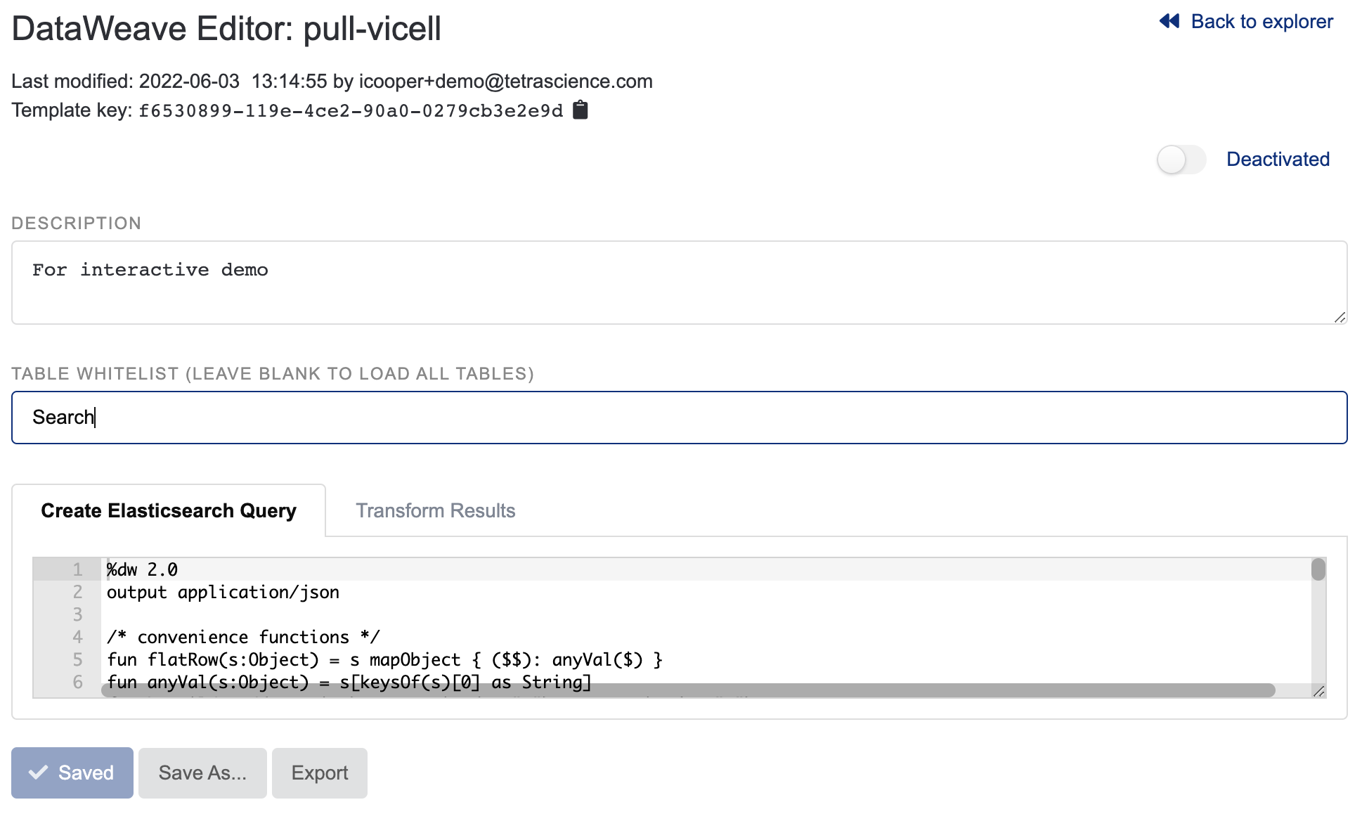 Figure 2. The DataWeave Editor