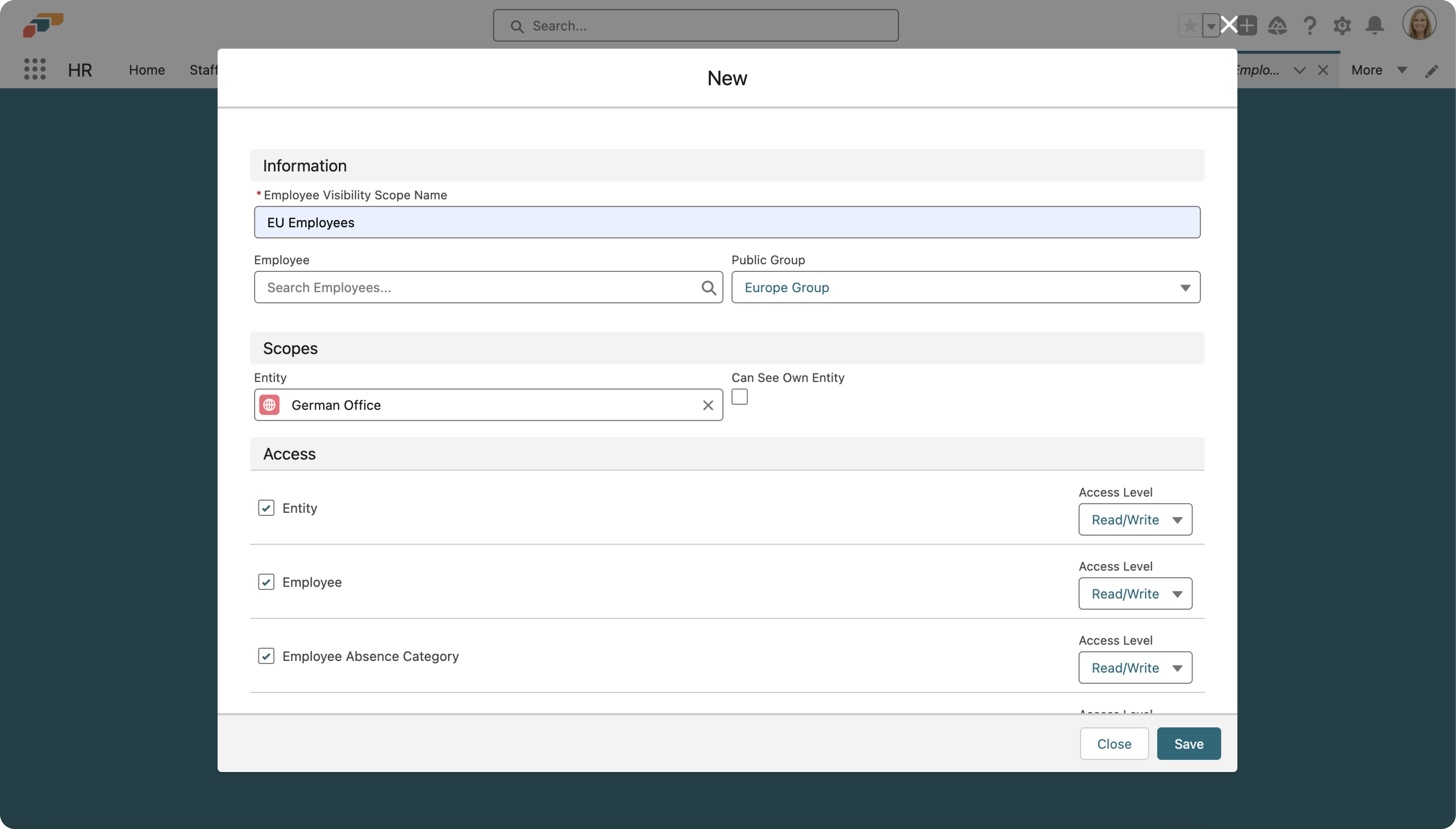 Create a visibility scope in flair