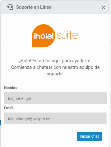 Contacto con Soporte en línea 