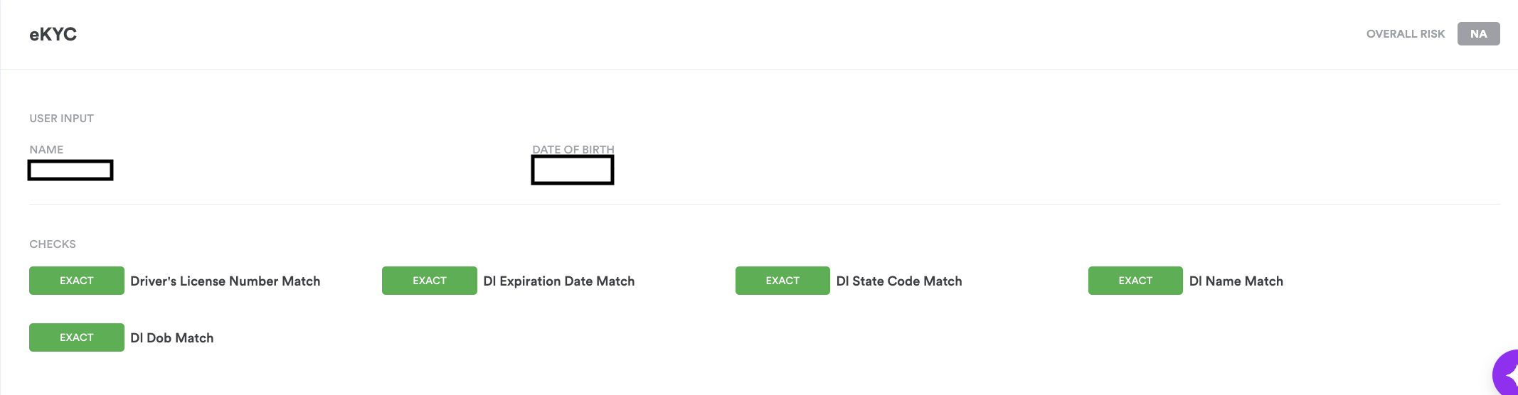 eKYC single session dashboard result