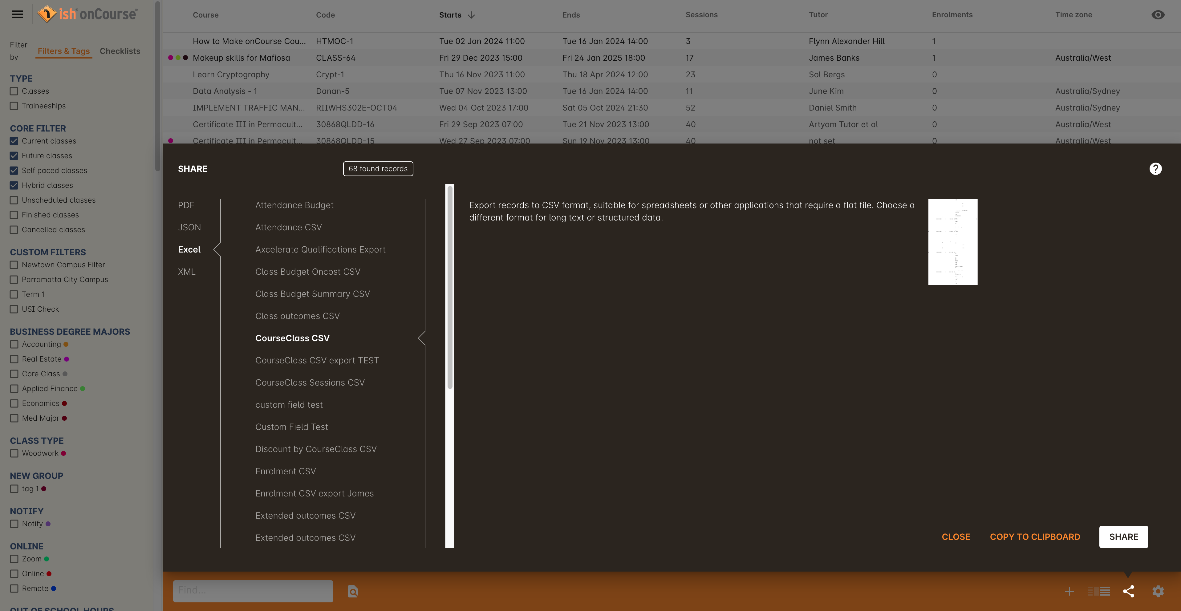 Figure 333. Available exports accessed via Site List