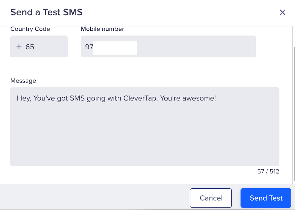Send SMS Test