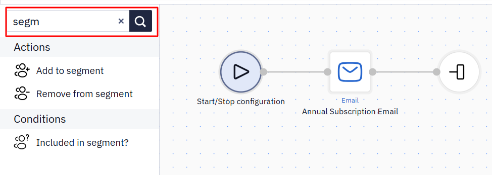 Search field in the block panel