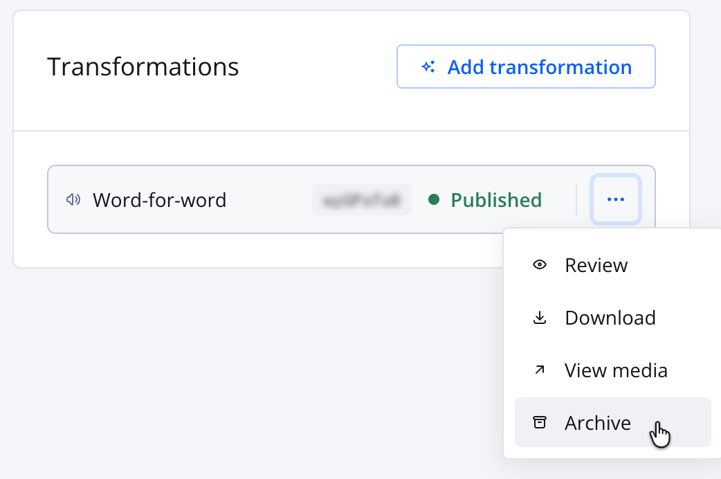 Disable option in the Transformations section