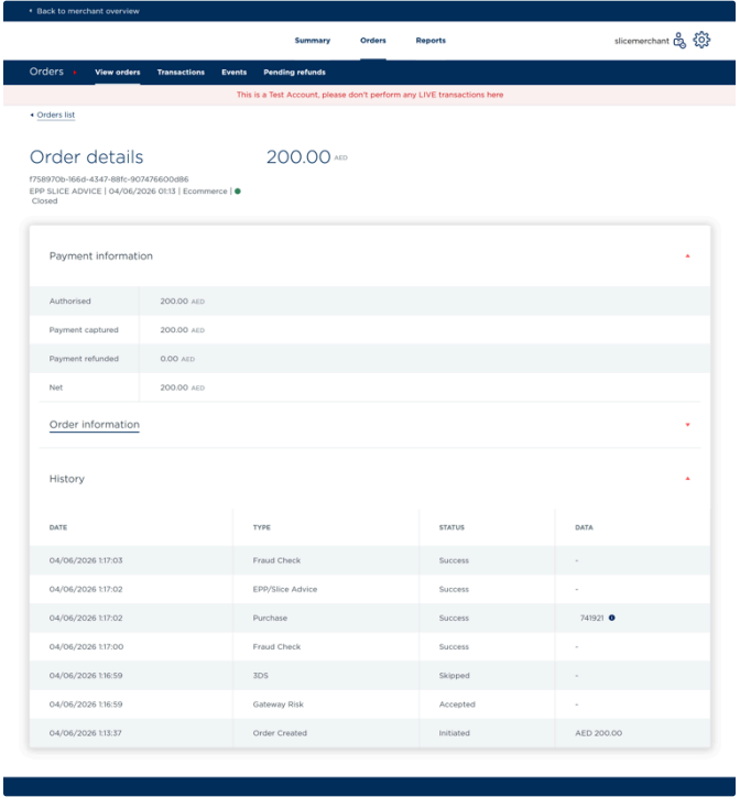 Slice by Network portal reporting screen two