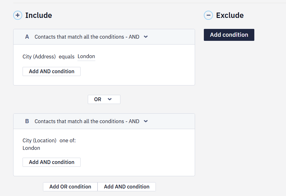 Separate Address and Current-Location Fields