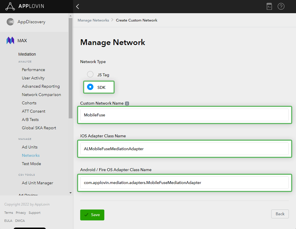 Configure the MobileFuse network