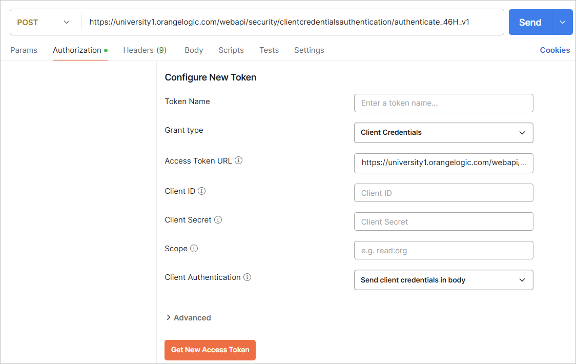 Authentication API call in Postman