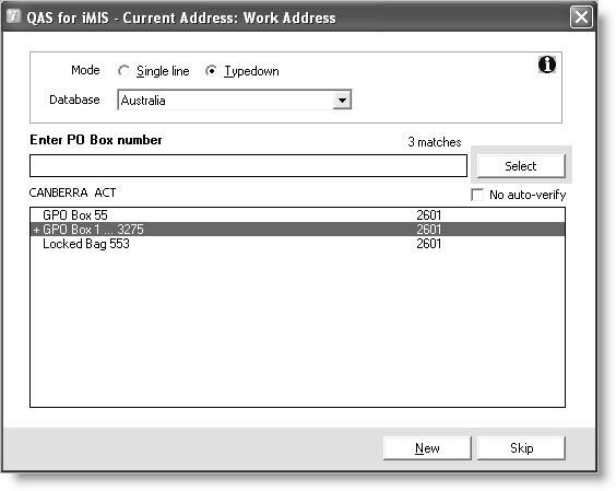 From any module that displays an address, click Verify Address.