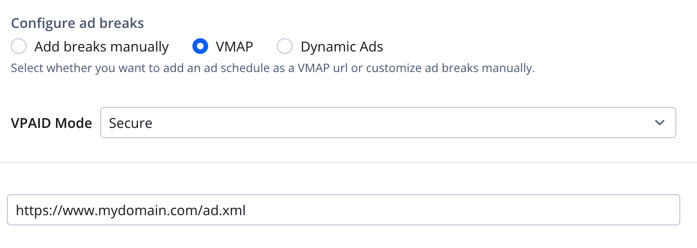Configure ad breaks for Google IMA VMAP