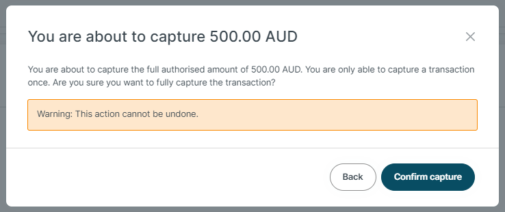 Capture transaction confirmation screen